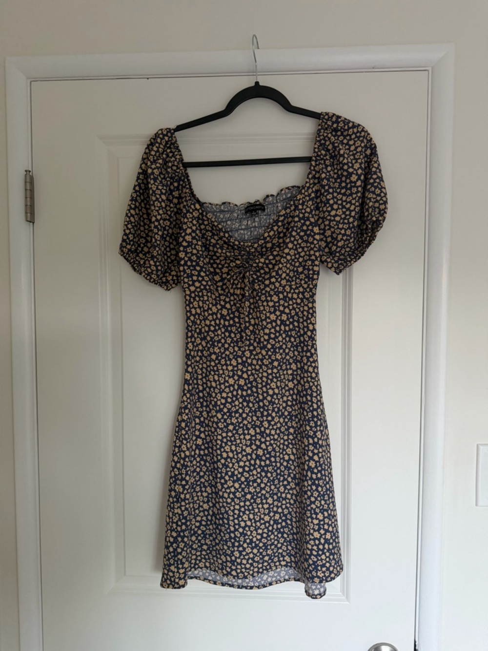 Cotton Candy Navy Floral Mini Dress with Cream Print